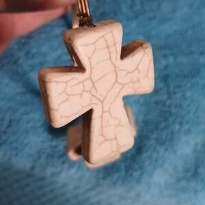 White Howlite Cross Wire Bangle Bracelet